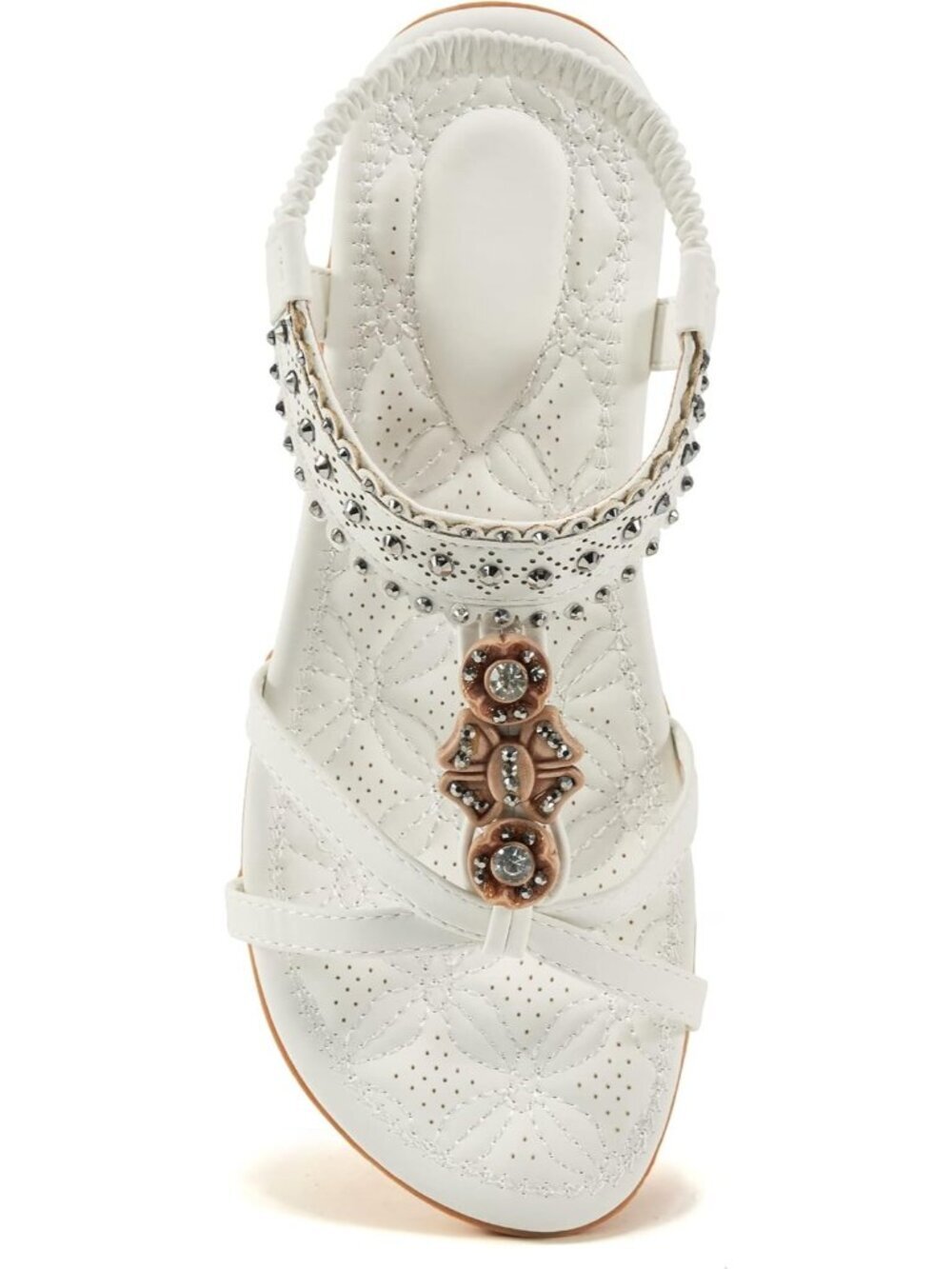 Women's Flat Sandals Walking Shoes Beach White Dressy Summer Bohemian Flats